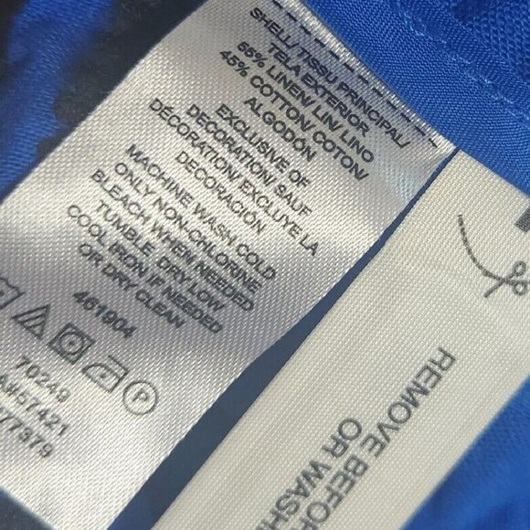 Ann Taylor Blue Embroidered Button Front Flounce Linen Blend Jacket Top XS NEW - Picture 8 of 8